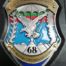Метален знак на 68-ма бригада в кожен калъф